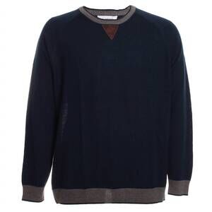 NEW GARNET CLOTHIERS men's merino crew ringer sweater in navy
